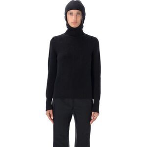 BEVZA Ribbed Knit Turtleneck with Integrated Balaclava Women BLACK Sweaters &